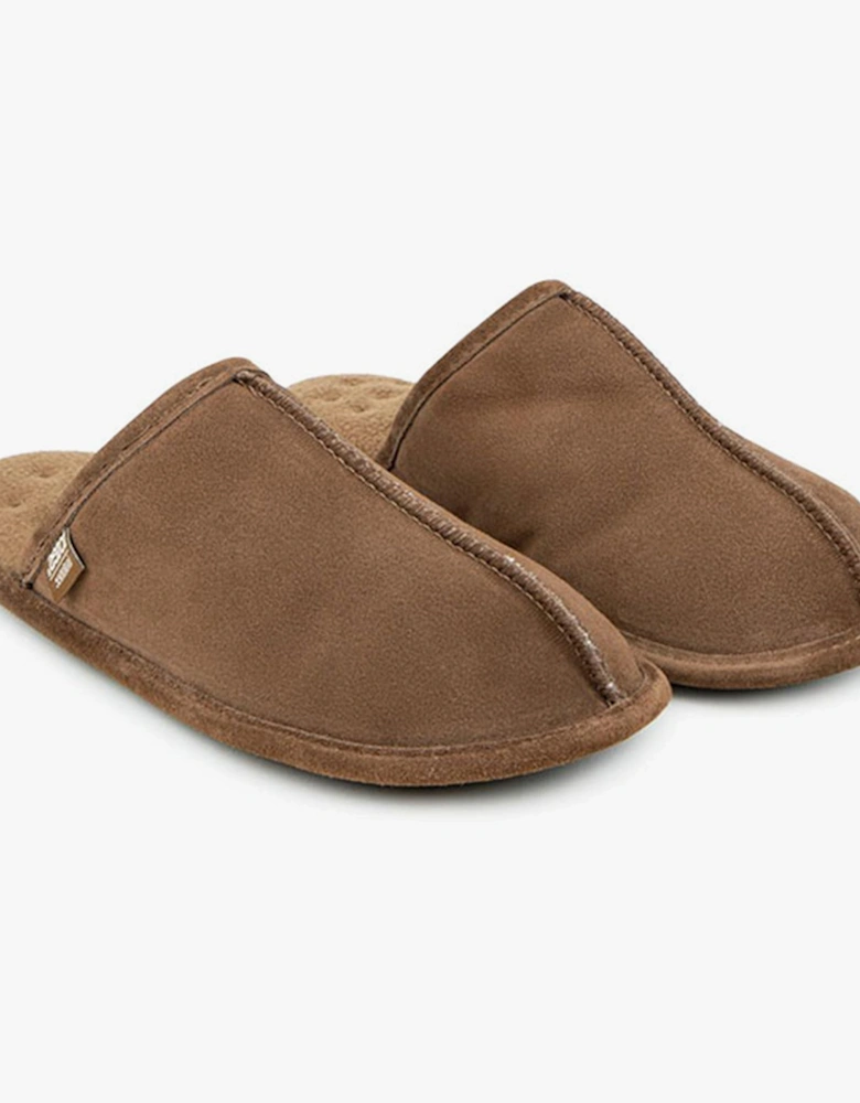 Isotoner Mens Memory Foam Mule Slippers Tan