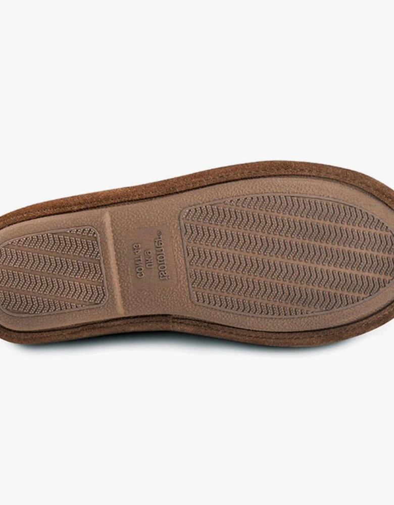 Isotoner Mens Memory Foam Mule Slippers Tan