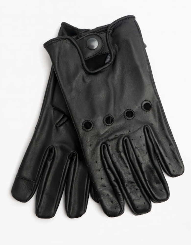 DRIVER Mens Leather Driving Gloves Black