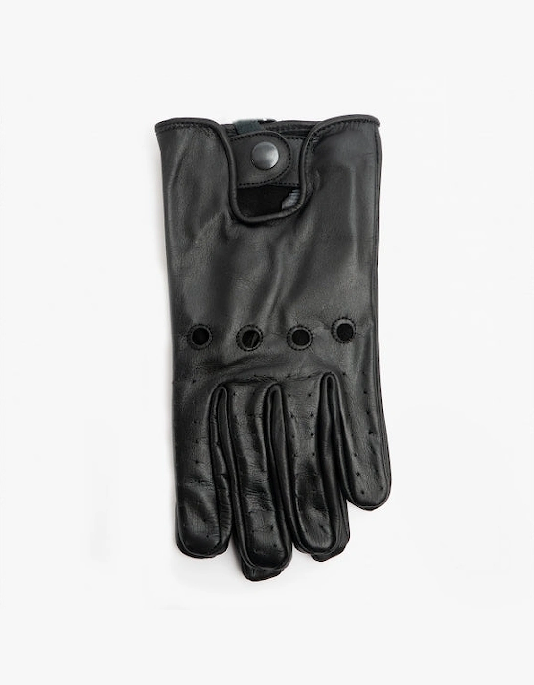 DRIVER Mens Leather Driving Gloves Black