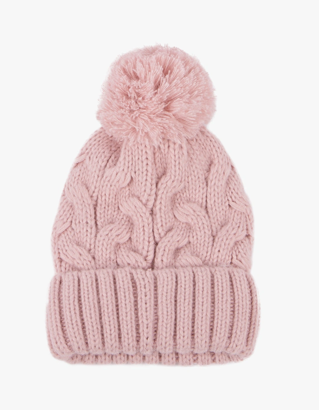 Women's Totes Toasties CABLE KNIT Hat with Pom Pom Womens Bobble Pink - Size: ONE-SIZE