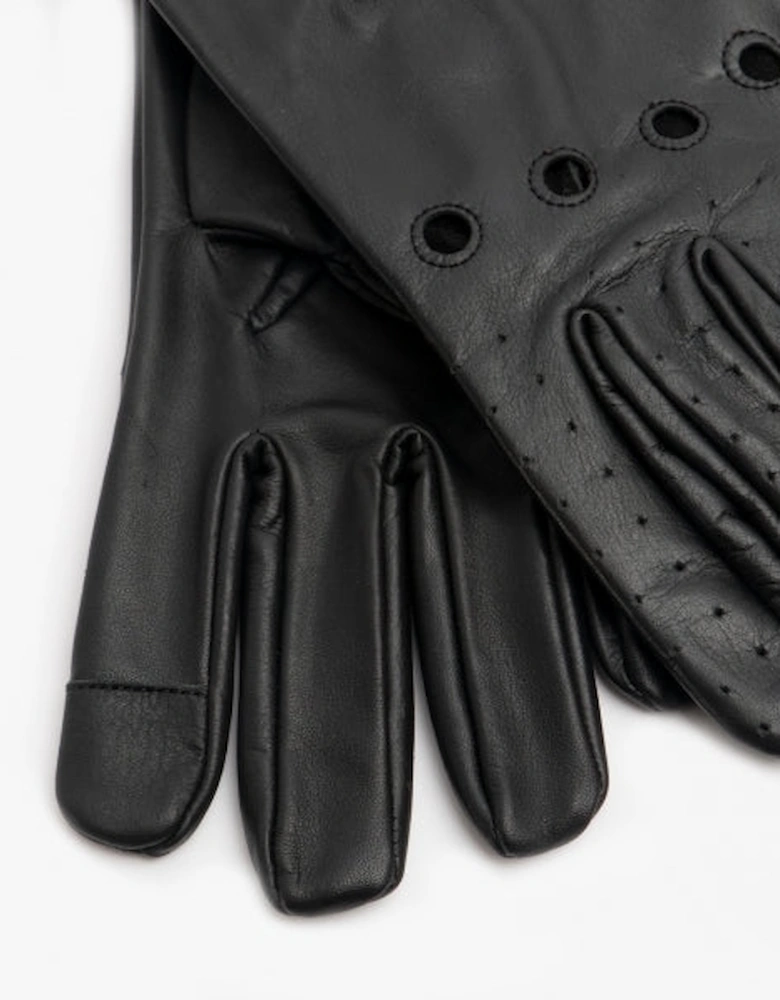 DRIVER Mens Leather Driving Gloves Black