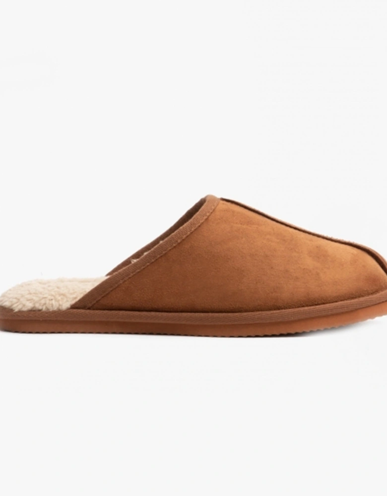 DUDELY Mens Microfiber Mule Slippers Almond