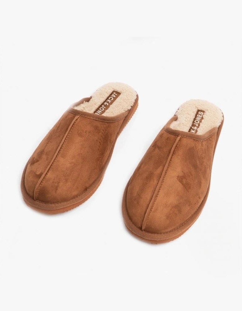 DUDELY Mens Microfiber Mule Slippers Almond