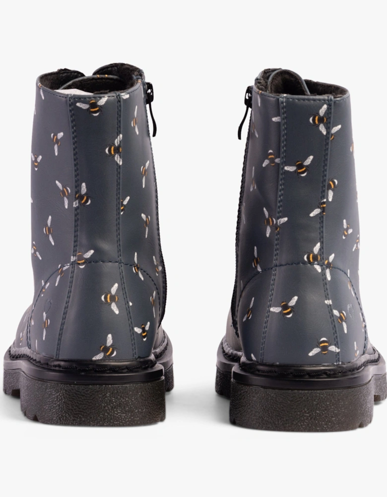 JUSTINA2 NEW BEE PRINT Womens Lace Up Boots Ocean