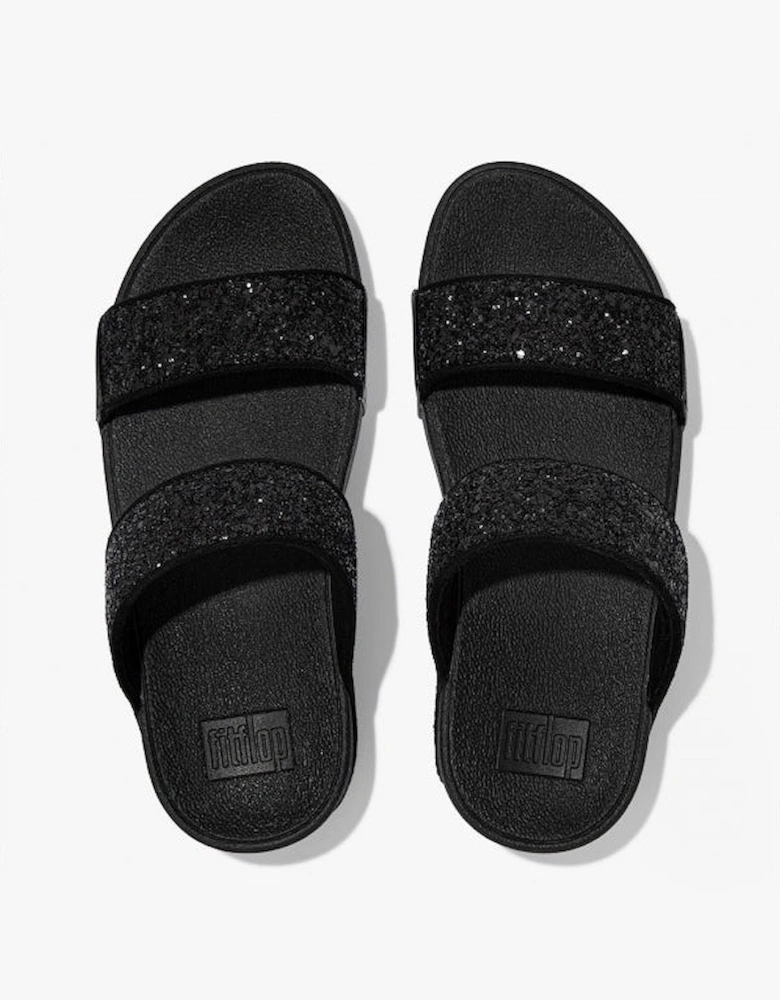 LULU GLITTER Womens Sliders Black Sparkle