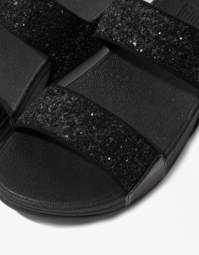 LULU GLITTER Womens Sliders Black Sparkle