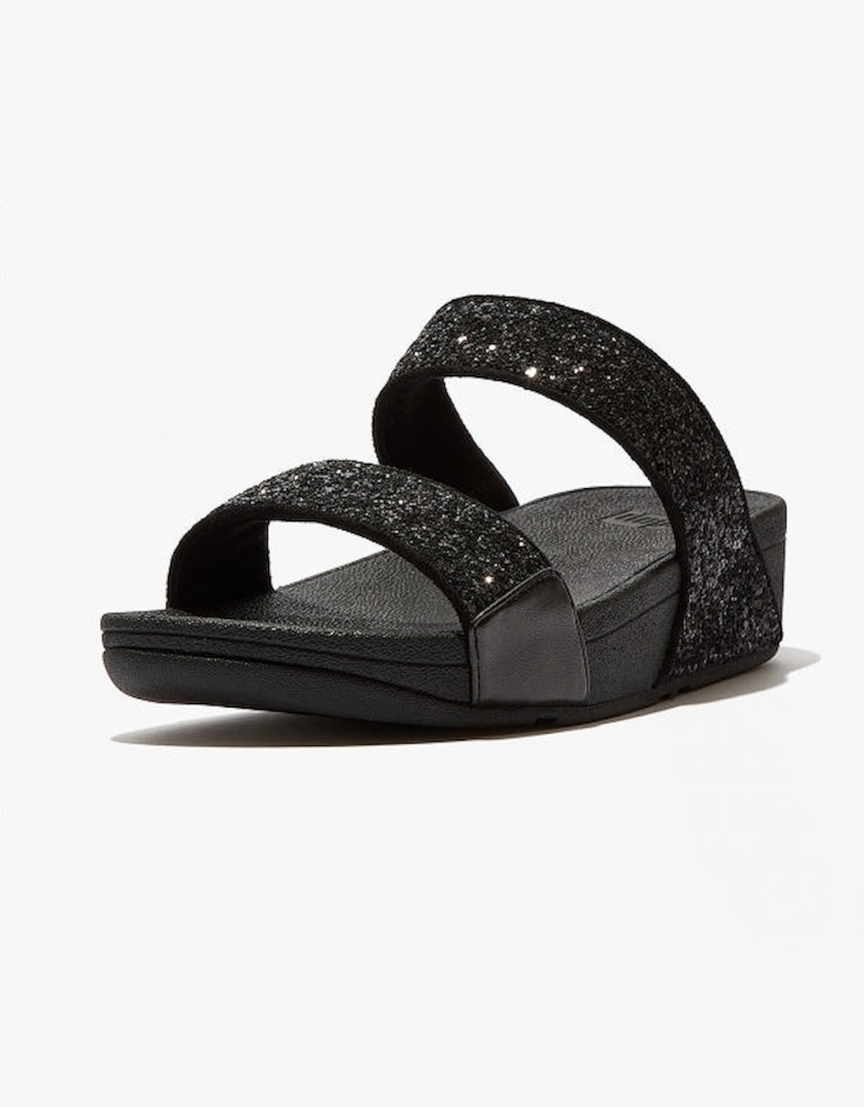 LULU GLITTER Womens Sliders Black Sparkle