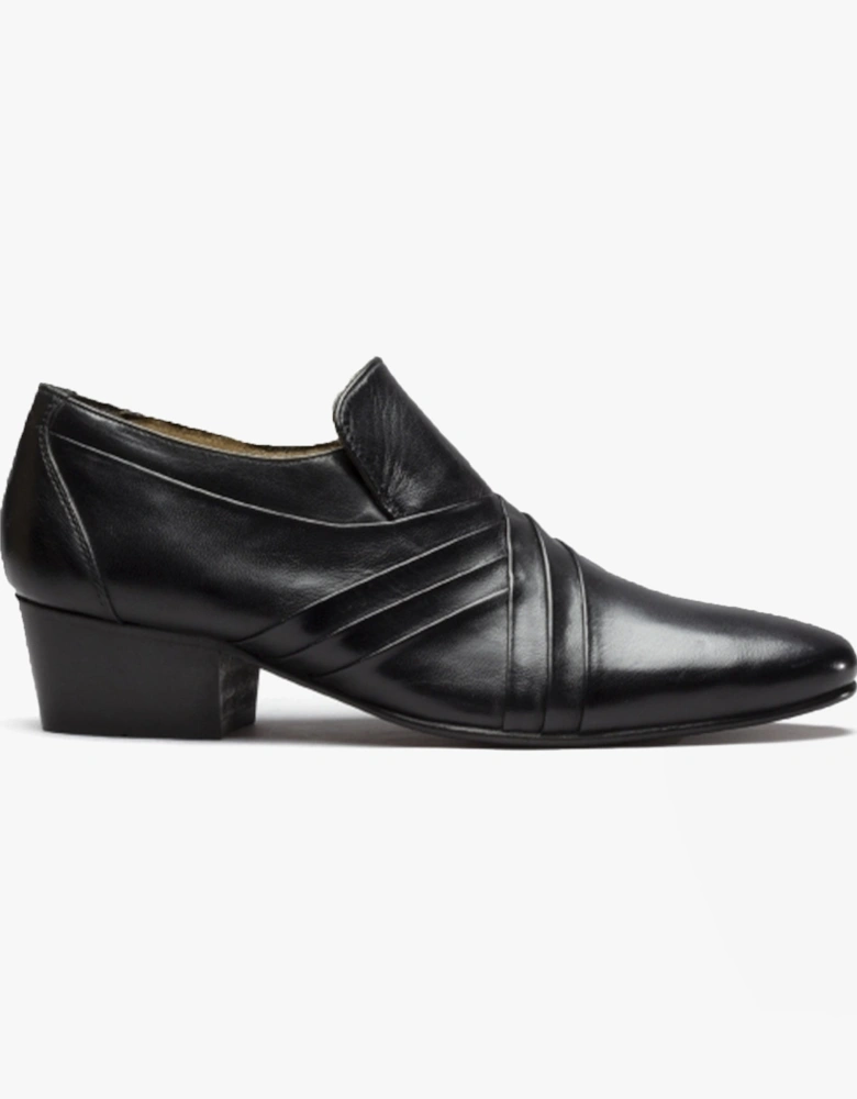 LUIGI Mens Leather Cuban Heel Shoes Black