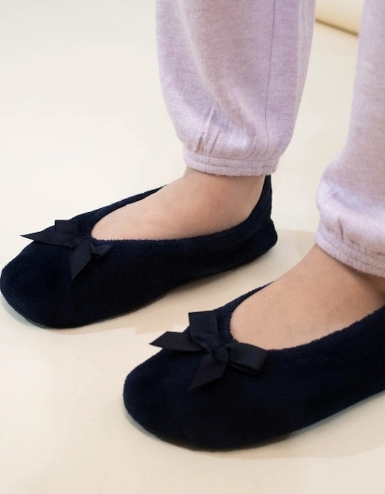 Isotoner STRETCH TERRY BOW Womens Ballet Slippers Black