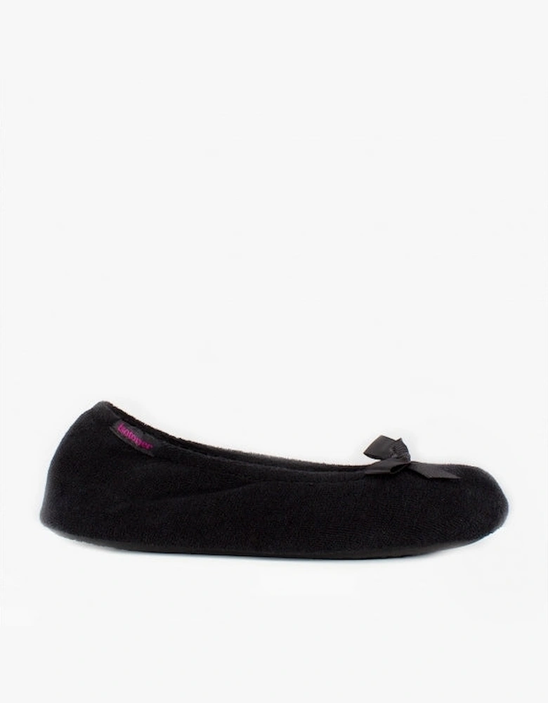 Isotoner STRETCH TERRY BOW Womens Ballet Slippers Black