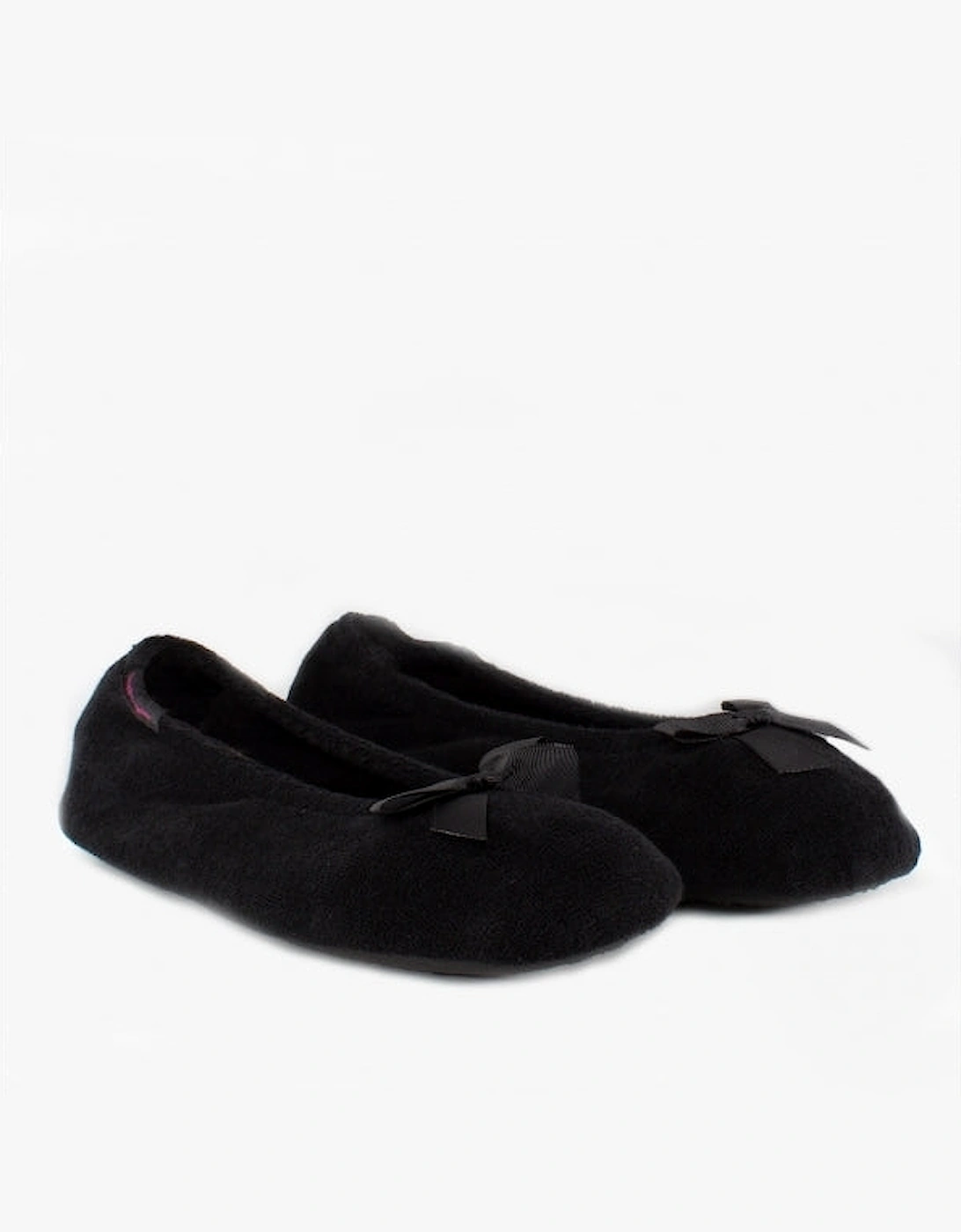 Isotoner STRETCH TERRY BOW Womens Ballet Slippers Black