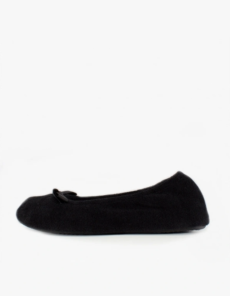 Isotoner STRETCH TERRY BOW Womens Ballet Slippers Black