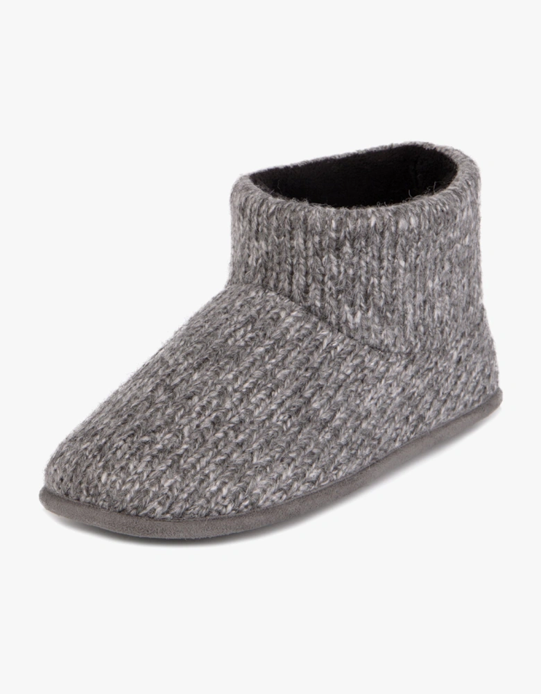 KNITTED SHORT BOOT SLIPPER Mens Grey