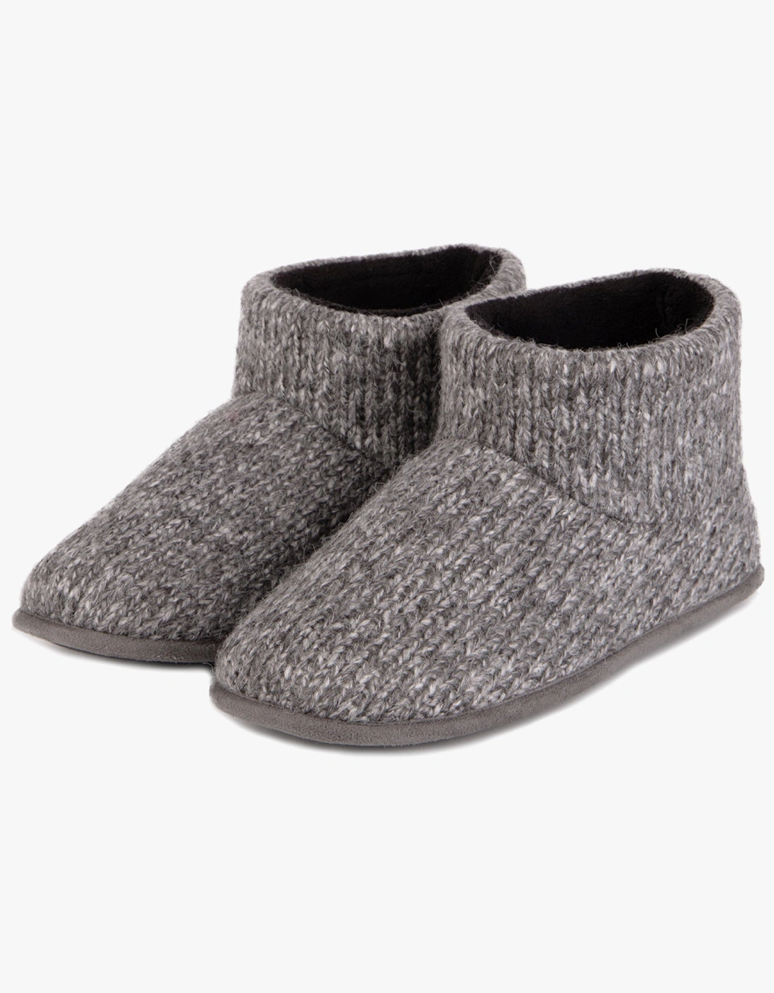 KNITTED SHORT BOOT SLIPPER Mens Grey