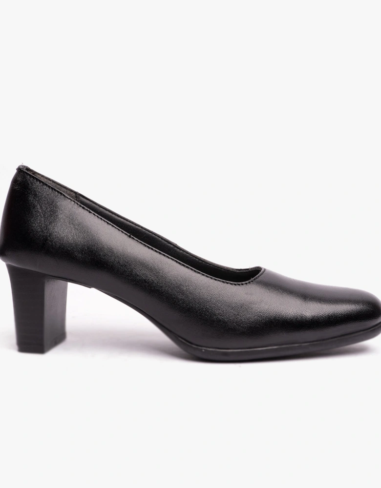 CELIAS Womens Leather Court Shoes Black