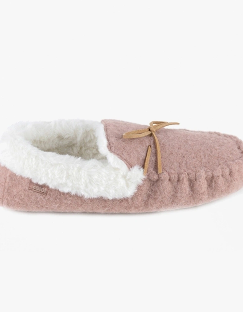 FELT Womens Moccasin Slippers Pink