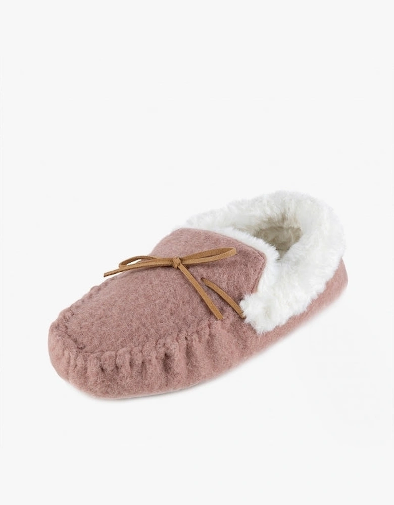 FELT Womens Moccasin Slippers Pink