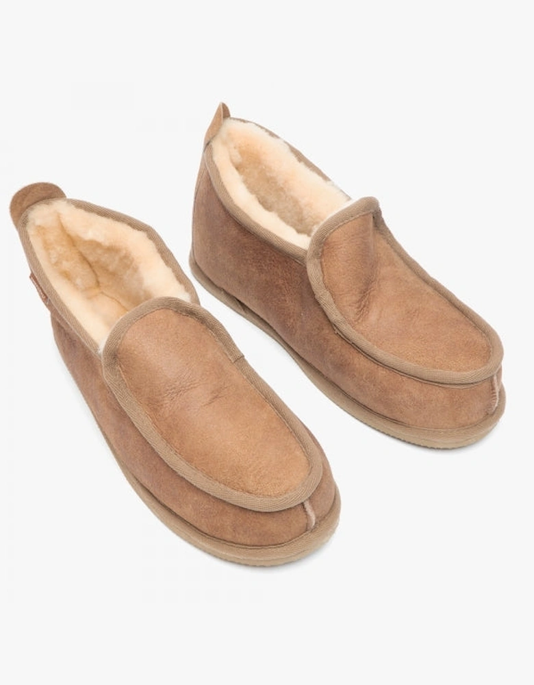 ARNE Mens Sheepskin Slipper Boots Antique/Cognac