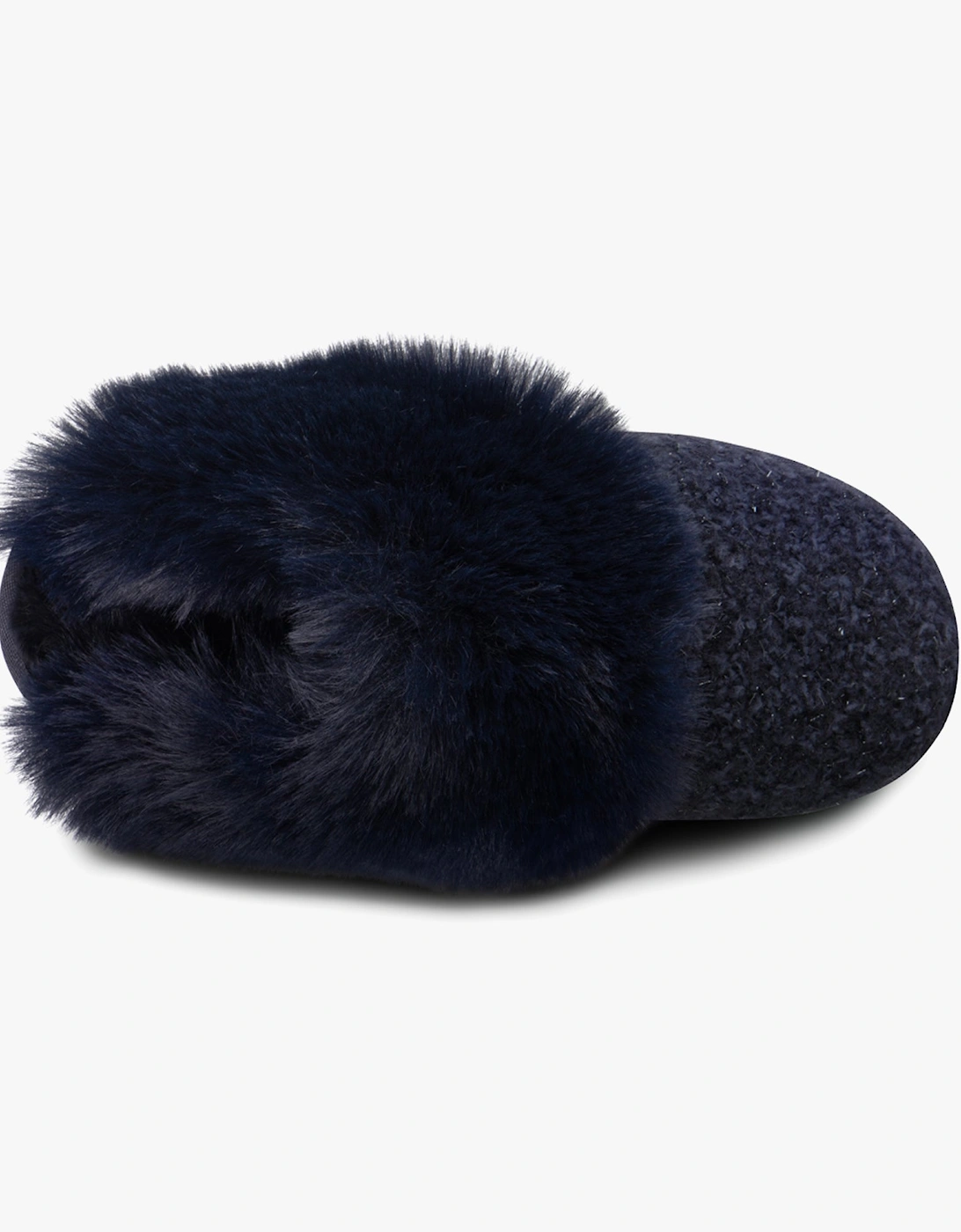 TEXTURED SPARKLE FAUX FUR MULE Slippers Womens Navy