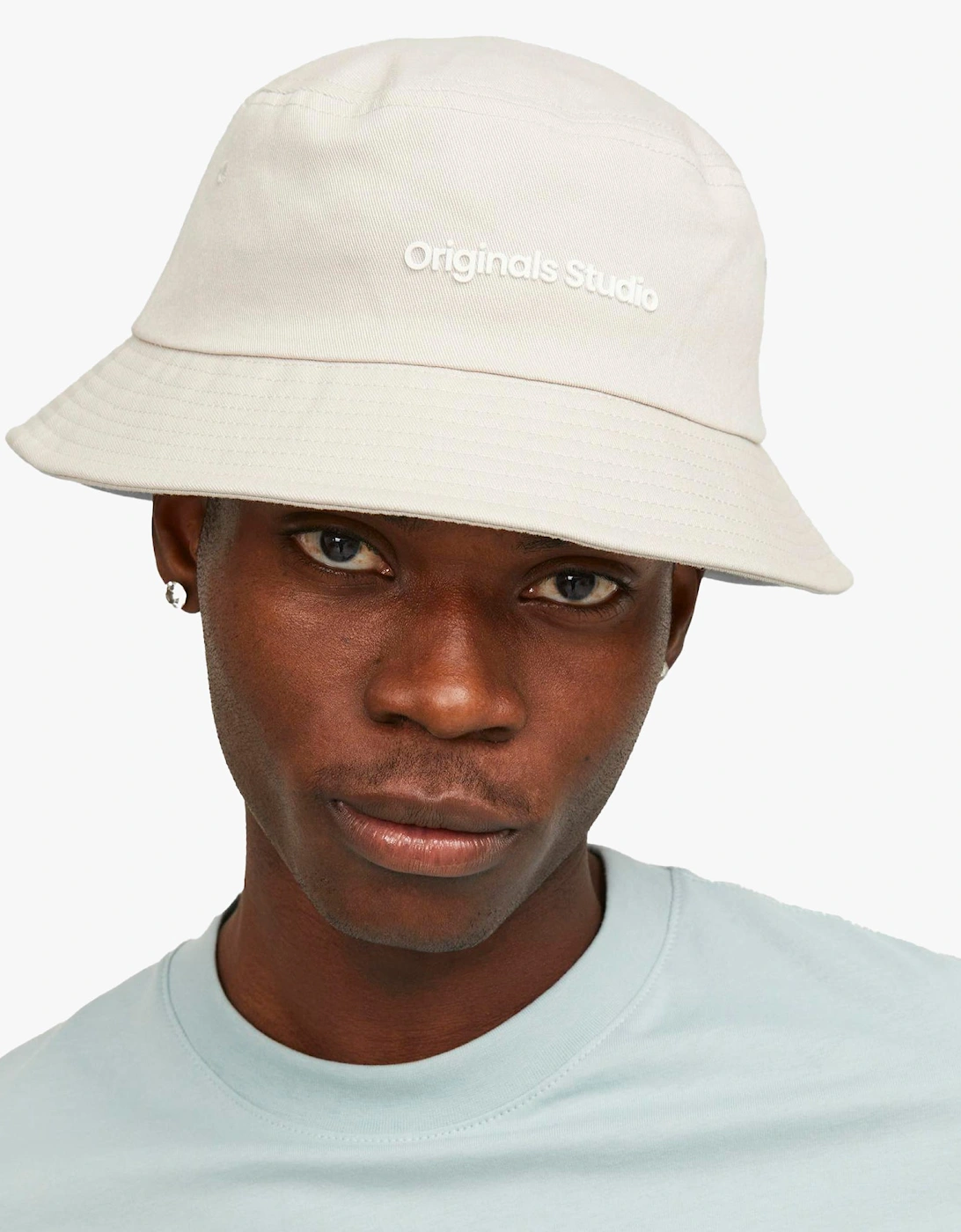 Men's Jack & Jones VESTERBRO Mens Bucket Hat Moonbeam - Cream - Size: ONE-SIZE