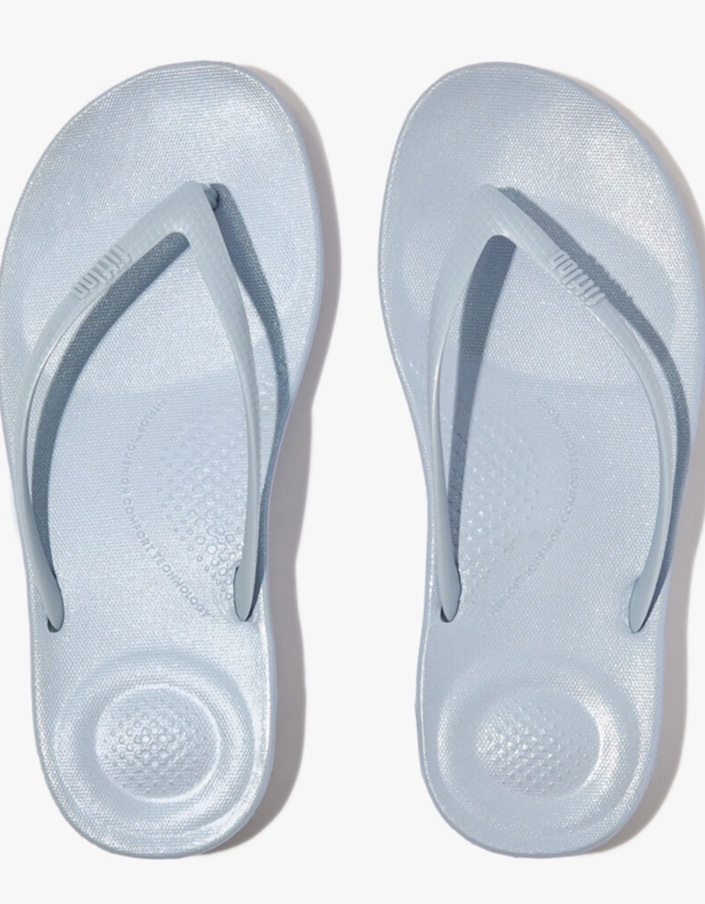 iQUSHION PEARLIZED ERGONOMIC Womens Flip Flops Pearlized Skywash Blue