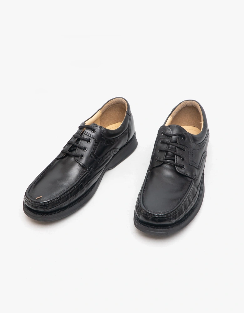 DYLAN Mens Leather Lace Up Apron Shoes Black