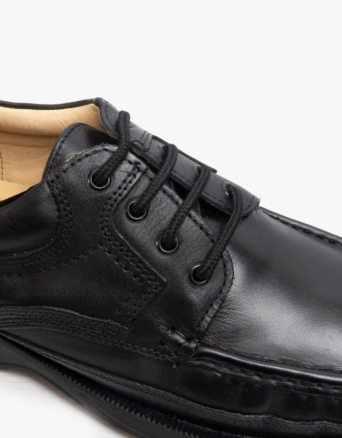 DYLAN Mens Leather Lace Up Apron Shoes Black