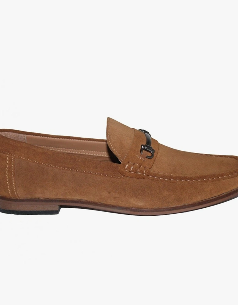 DOMINIC Mens Suede Slip On Moccasin Loafers Sand