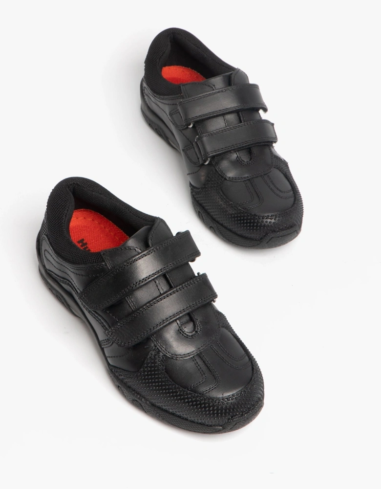 JEZZA Boys Leather School Shoes Black