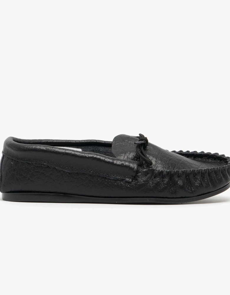 GORDON Mens Leather Moccasins Black