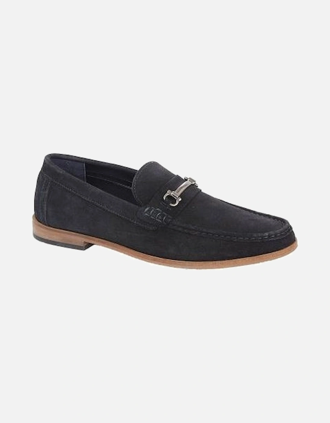 DOMINIC Mens Suede Slip On Moccasin Loafers Navy, 3 of 2