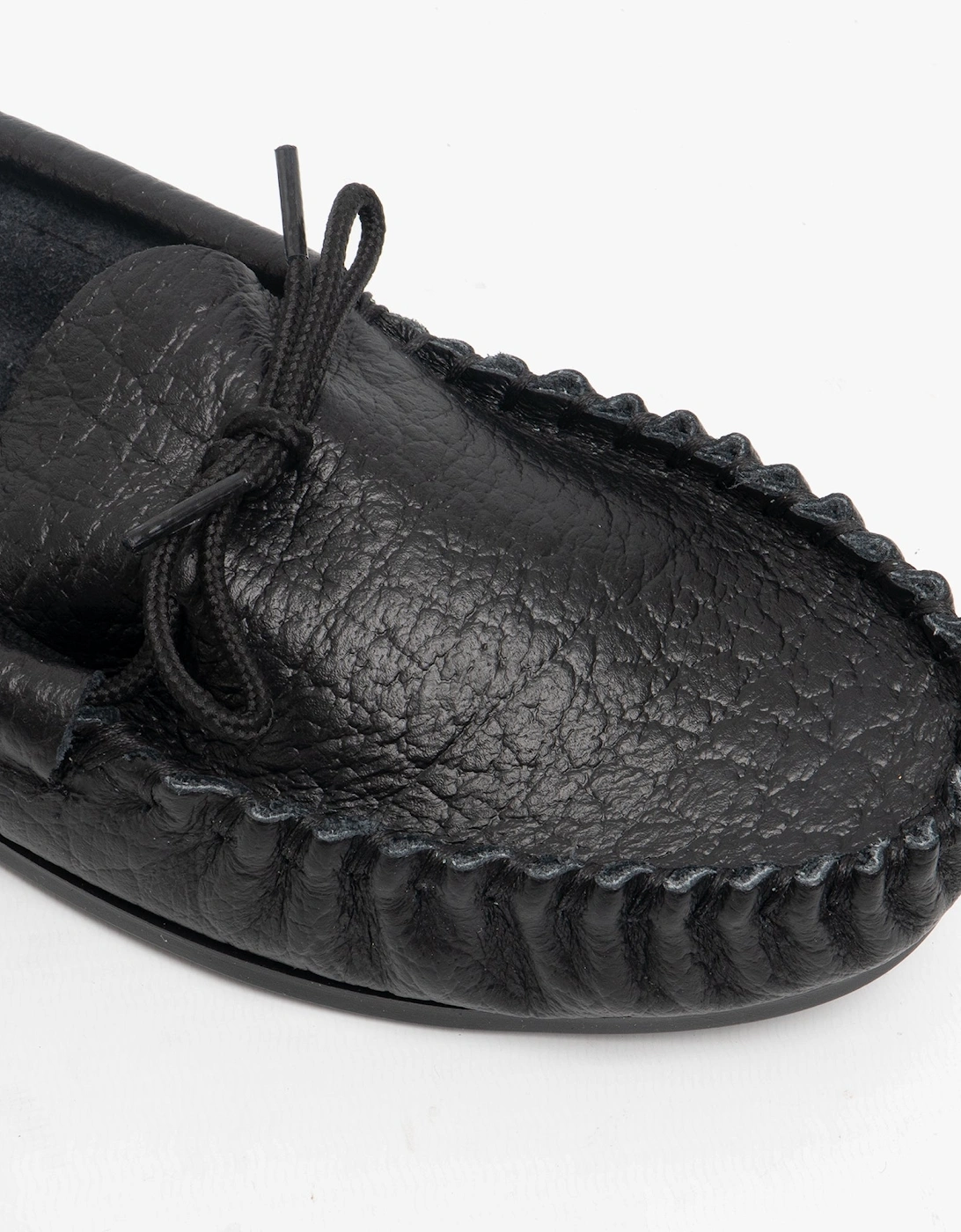 GORDON Mens Leather Moccasins Black