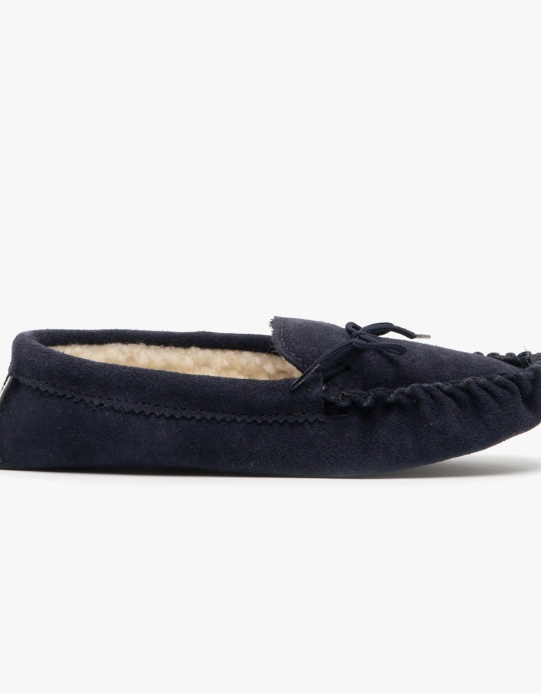 JAKE Mens Suede Moccasins Navy