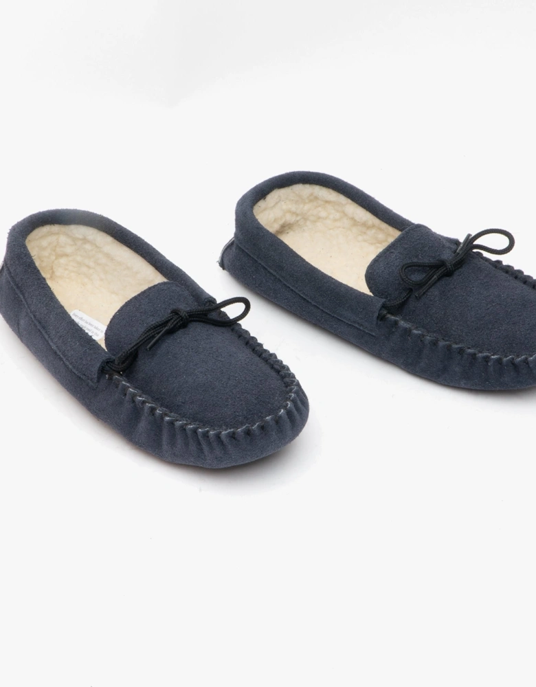 JAKE Mens Suede Moccasins Navy