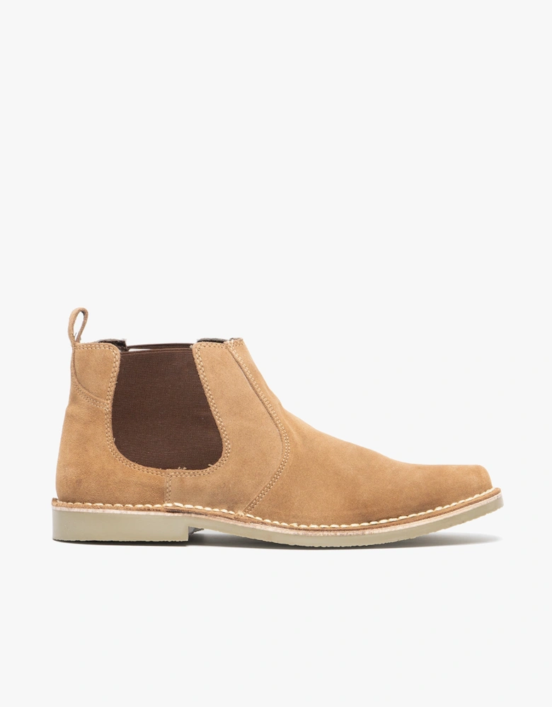 JASON Mens Twin Gusset Suede Leather Chelsea Boots Taupe