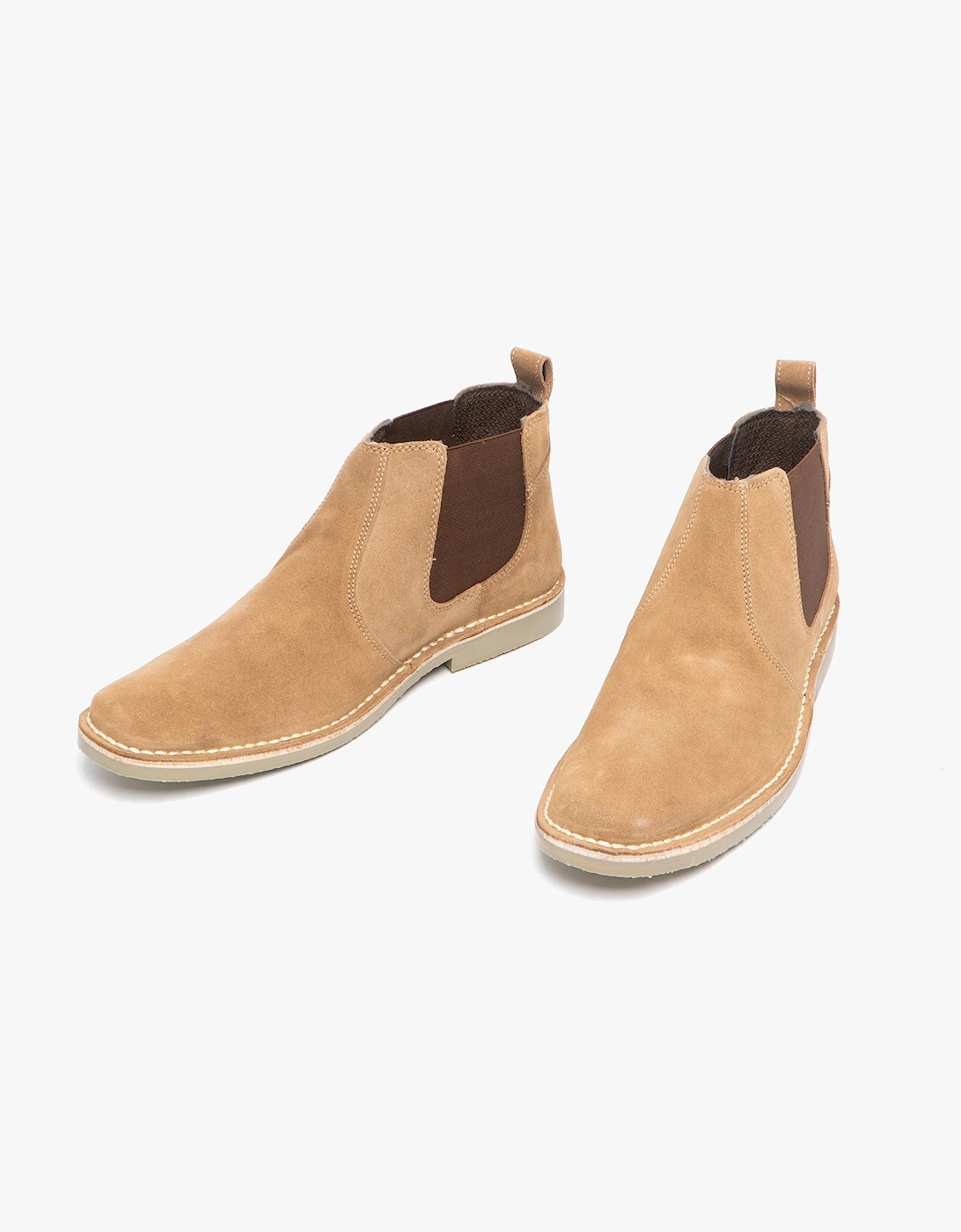 JASON Mens Twin Gusset Suede Leather Chelsea Boots Taupe