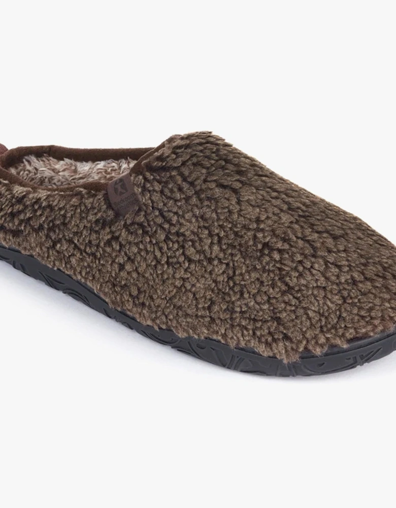 GYLLENHAAL Mens Mule Slippers Washed Dark Chocolate