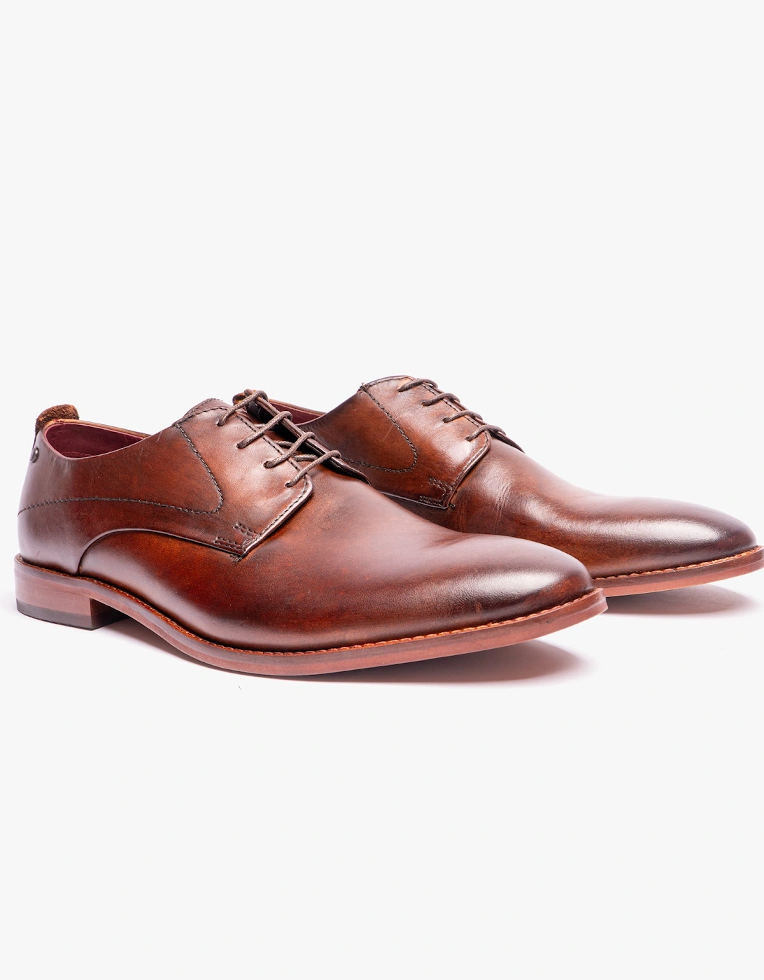 London SCRIPT Mens Leather Derby Shoes Brown