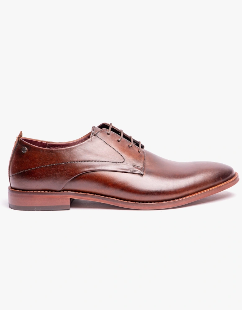 London SCRIPT Mens Leather Derby Shoes Brown