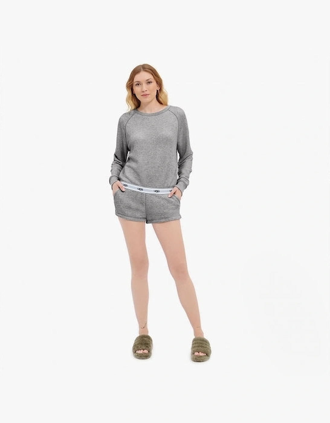 ALBIN Womens Cotton Lounge Shorts Grey Heather