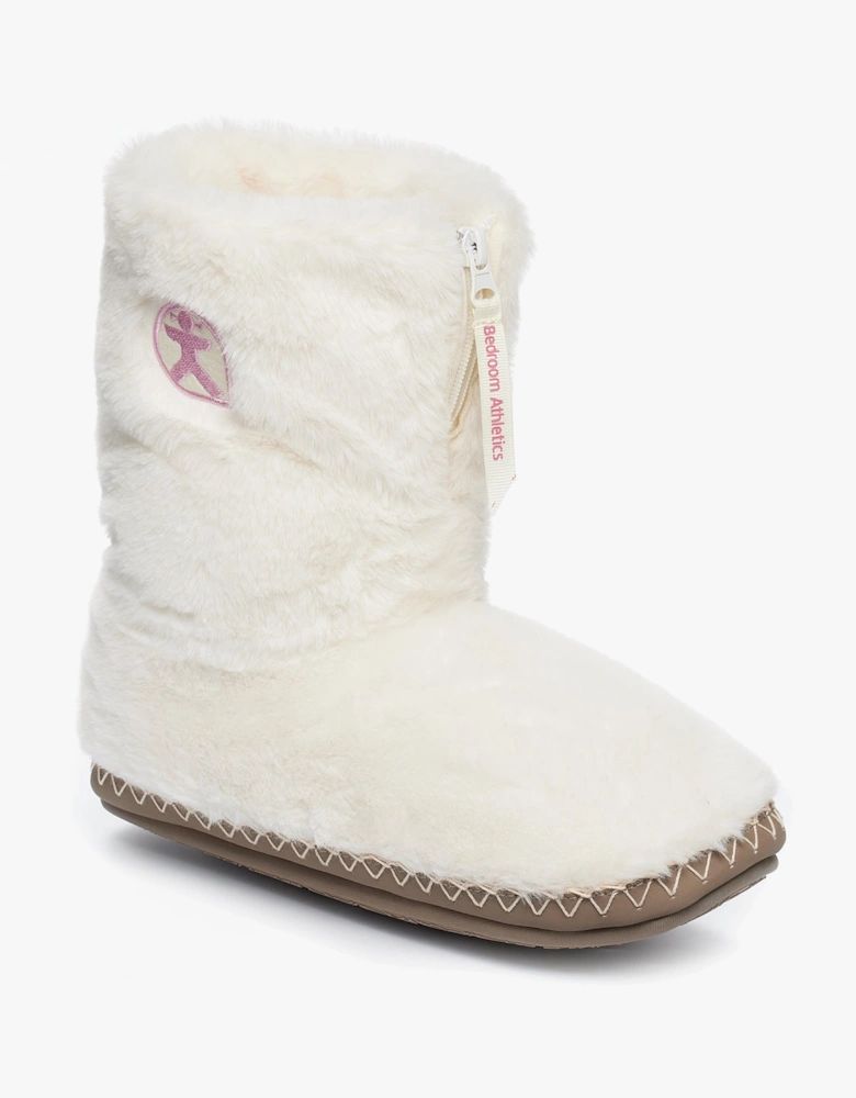 MONROE Womens Faux Fur Boot Slippers Cream/Moonrock