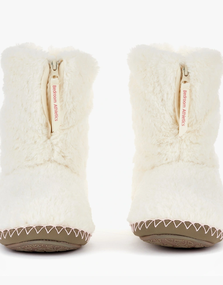 MONROE Womens Faux Fur Boot Slippers Cream/Moonrock