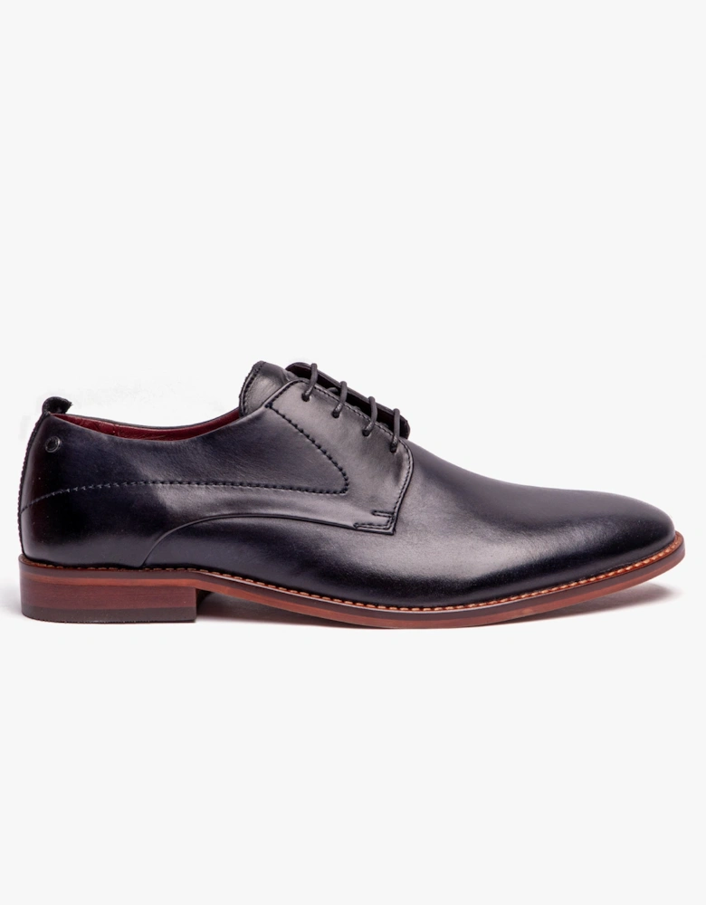 London SCRIPT Mens Leather Derby Shoes Navy