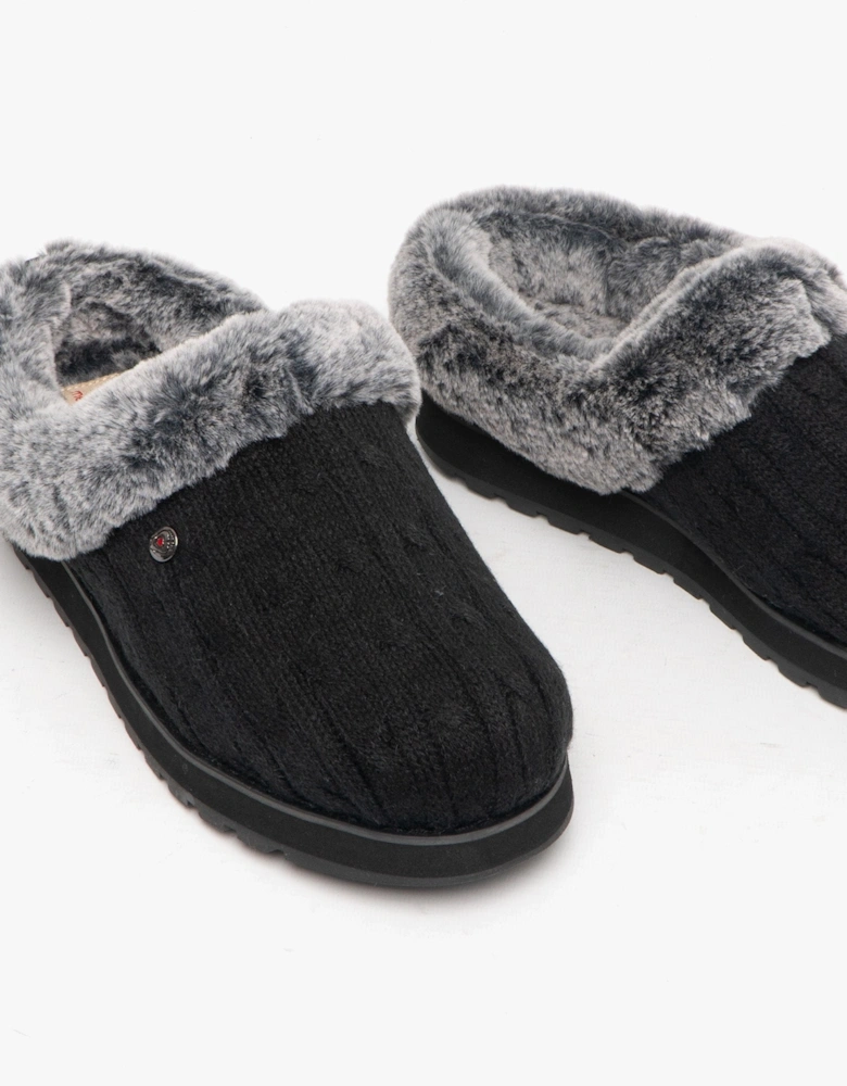 31204/BLK KEEPSAKES ICE ANGEL Womens Mule Slippers Black