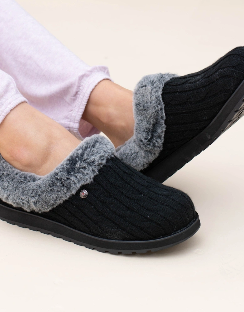 31204/BLK KEEPSAKES ICE ANGEL Womens Mule Slippers Black