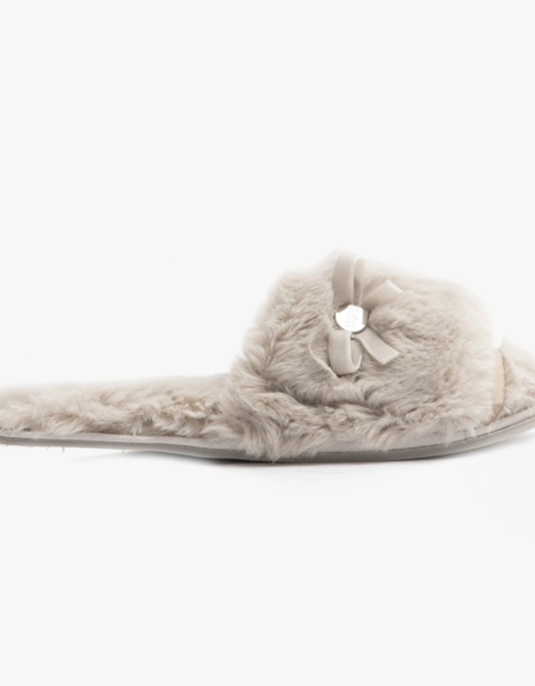 RUBY Womens Faux Fur Slide Slippers Trace Grey