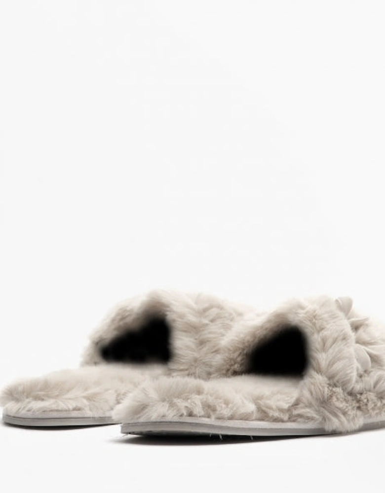 RUBY Womens Faux Fur Slide Slippers Trace Grey