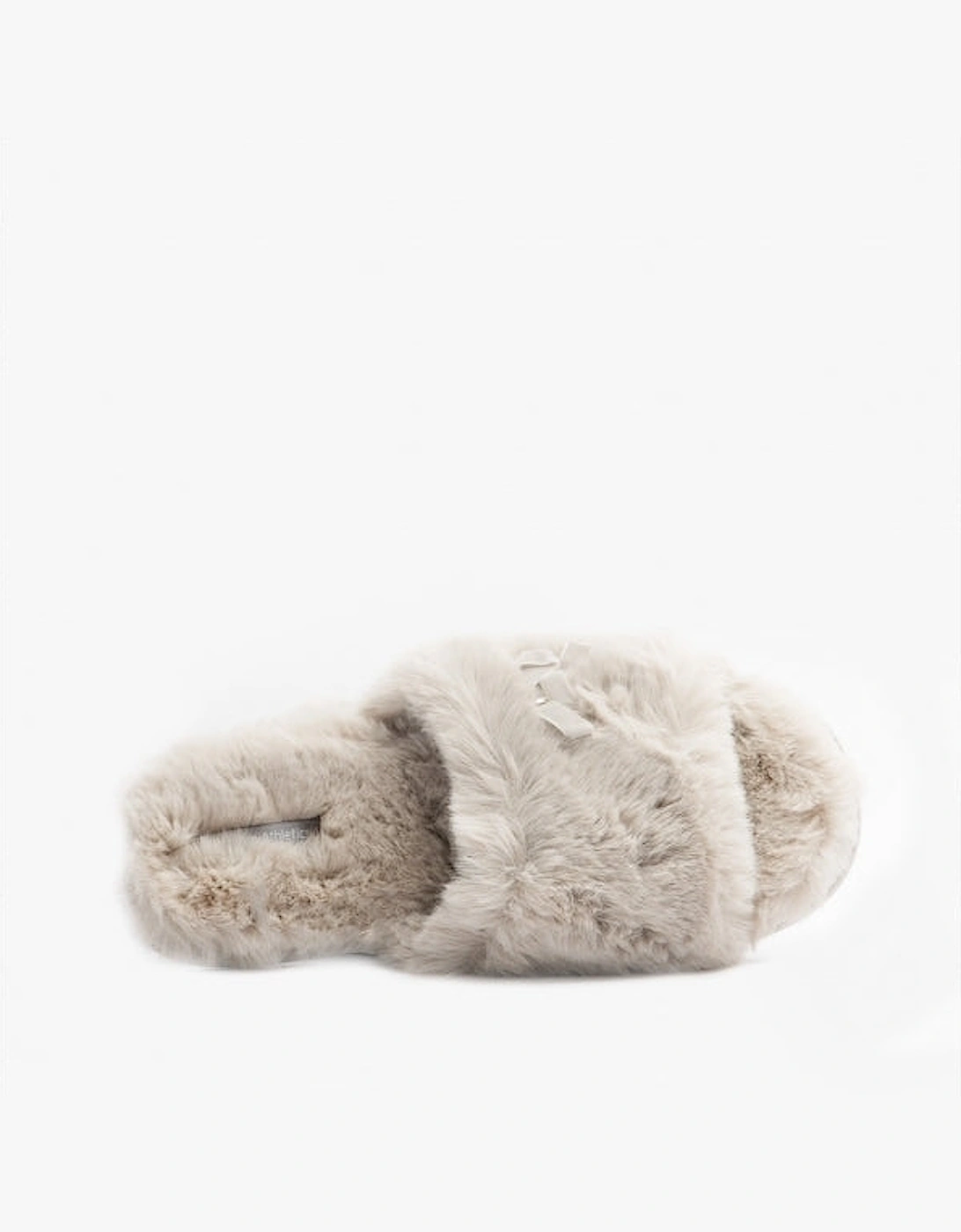 RUBY Womens Faux Fur Slide Slippers Trace Grey