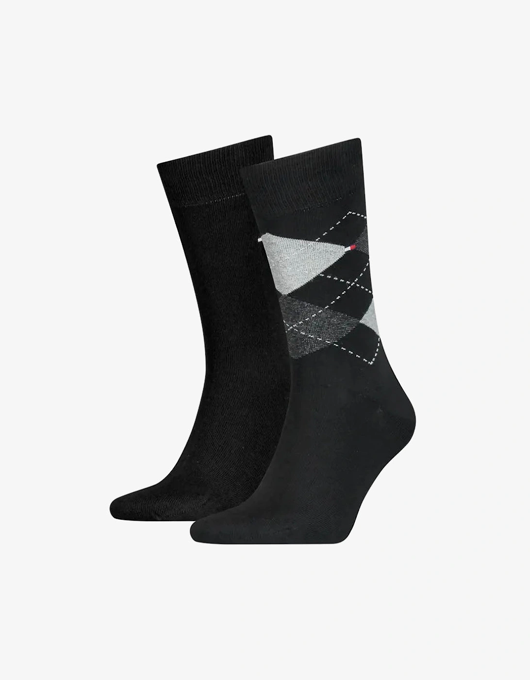 Tommy Hilfiger Men's Black 2 Pack Crew Checked Socks - : 6.5/7/8/7.5 Uk Size 6.5-8